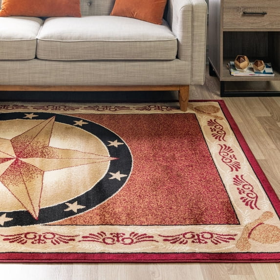 Unique Loom Pioneer Collection Area Rug - Bozeman (7' 1" x 10' Rectangle Red/Black)