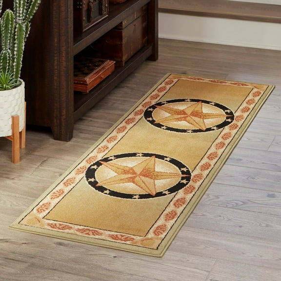 Unique Loom Pioneer Collection Area Rug - Bozeman (2' x 6' 1" Runner Green/Beige)