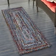 thumbnail image 1 of Unique Loom Braided Chindi Collection Area Rug (2' 7" x 6' 1" Runner Blue and Multi/Green), 1 of 7