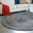 thumbnail image 1 of Unique Loom Braided Chindi Collection Area Rug (3' 3" Round Blue and Multi/Green), 1 of 6