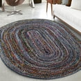 thumbnail image 1 of Unique Loom Braided Chindi Collection Area Rug (5' 1" x 8' Oval Blue and Multi/Green), 1 of 7