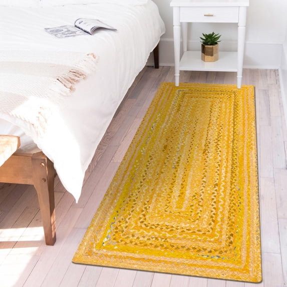 Unique Loom Braided Chindi Collection Area Rug - Layer (2' 7" x 6' 1" Runner Yellow Orange/Orange)