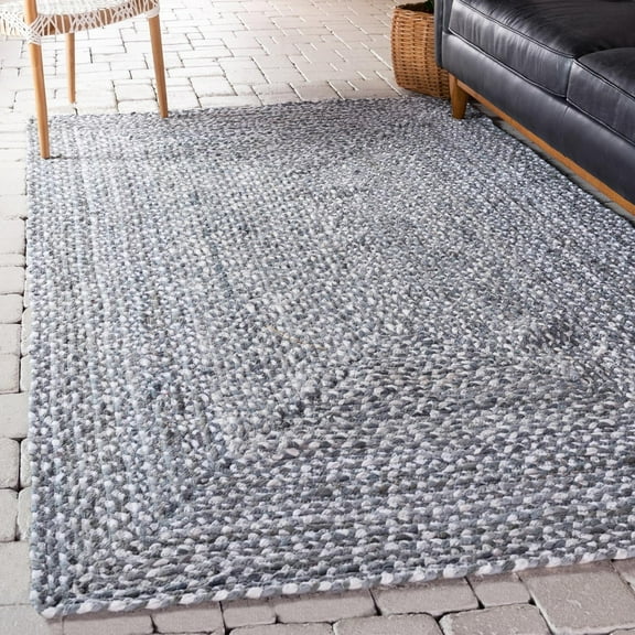 Unique Loom Braided Chindi Collection Area Rug - Layer (2' x 3' 1" Rectangle Gray/Ivory)
