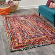 Unique Loom Braided Chindi Collection Area Rug - Layer (2' x 3' 1" Rectangle Multi/Blue)
