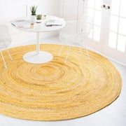Unique Loom Braided Chindi Collection Area Rug - Layer (3' 3" Round Yellow Orange/Orange)