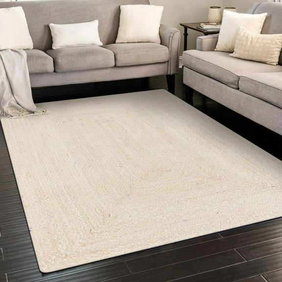 Unique Loom Braided Chindi Collection Area Rug - Layer (4' 1" x 6' 1" Rectangle Ivory/Beige)