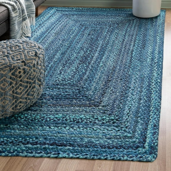 Unique Loom Braided Chindi Collection Area Rug - Layer (5' 1" x 8' Rectangle Blue/Navy Blue)