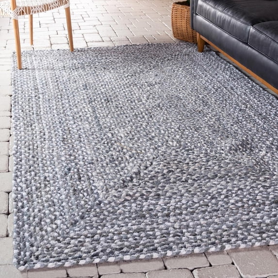 Unique Loom Braided Chindi Collection Area Rug - Layer (5' 1" x 8' Rectangle Gray/Ivory)