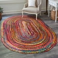 thumbnail image 1 of Unique Loom Braided Chindi Collection Area Rug - Layer (8' x 10' Oval Multi/Blue), 1 of 7