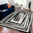 thumbnail image 1 of Unique Loom Braided Chindi Collection Area Rug - Oreo (4' 1" x 6' 1" Rectangle Black and White/Ivory), 1 of 7
