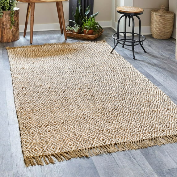 Unique Loom Braided Jute Collection Area Rug - Assam (10' x 14' 1" Rectangle Natural/Ivory)