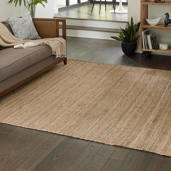 Unique Loom Braided Jute Collection Area Rug - Dhaka (10' Square Natural)