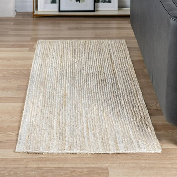 Unique Loom Braided Jute Collection Area Rug - Dhaka (2' 6" x 6' 1" Runner White)