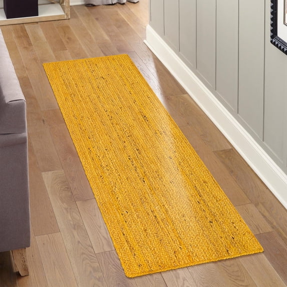 Unique Loom Braided Jute Collection Area Rug - Dhaka (2' 6" x 6' 1" Runner Yellow)