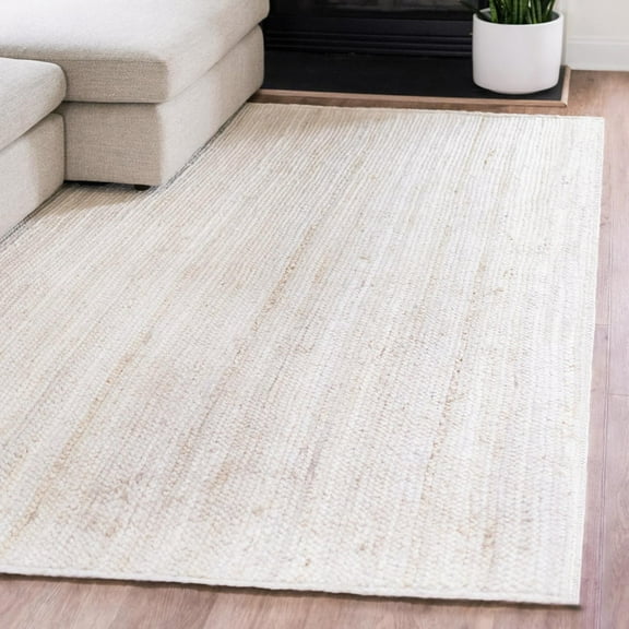 Unique Loom Braided Jute Collection Area Rug - Dhaka (2' x 3' 1" Rectangle White)