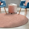 thumbnail image 1 of Unique Loom Braided Jute Collection Area Rug - Dhaka (3' Round Light Pink), 1 of 6