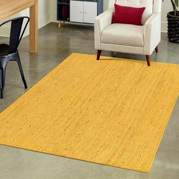 Unique Loom Braided Jute Collection Area Rug - Dhaka (3' 3" x 5' 1" Rectangle Yellow)