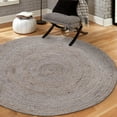 thumbnail image 1 of Unique Loom Braided Jute Collection Area Rug - Dhaka (5' 1" Round Gray), 1 of 7