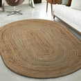 thumbnail image 1 of Unique Loom Braided Jute Collection Area Rug - Dhaka (5' 1" x 8' Oval Natural), 1 of 7