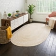 thumbnail image 1 of Unique Loom Braided Jute Collection Area Rug - Dhaka (5' 1" x 8' Oval White), 1 of 6