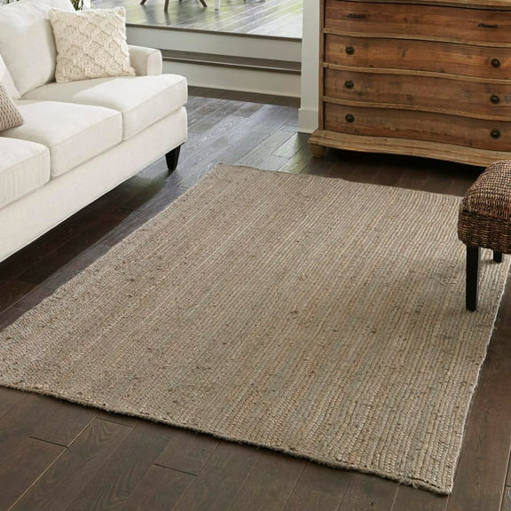 Unique Loom Braided Jute Collection Area Rug - Dhaka (6' 1" x 9' Rectangle Gray)