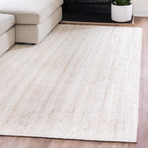 Unique Loom Braided Jute Collection Area Rug - Dhaka (7' 1" x 10' Rectangle White)