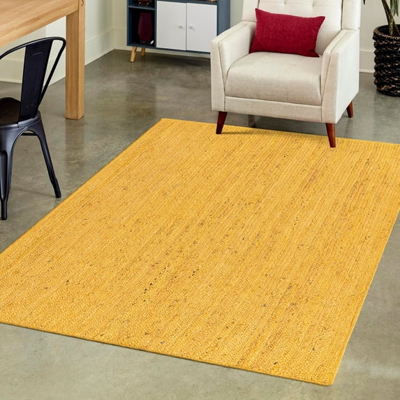 Unique Loom Braided Jute Collection Area Rug - Dhaka (7' 1" x 10' Rectangle Yellow)
