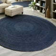 thumbnail image 1 of Unique Loom Braided Jute Collection Area Rug - Dhaka (8' Round Navy Blue), 1 of 7