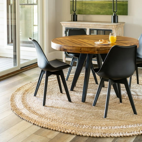 Unique Loom Braided Jute Collection Area Rug - Floral (3' 3" Round Natural)