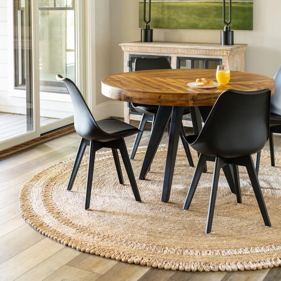 Unique Loom Braided Jute Collection Area Rug - Floral (8' Round Natural)