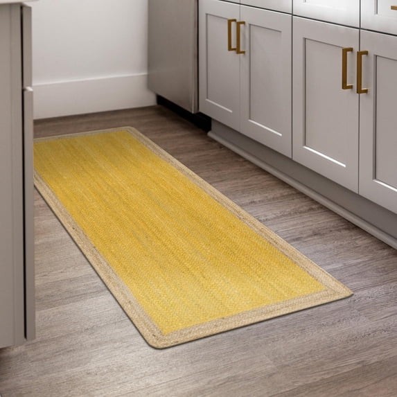 Unique Loom Braided Jute Collection Area Rug - Goa (2' 7" x 6' 1" Runner Yellow/Natural)