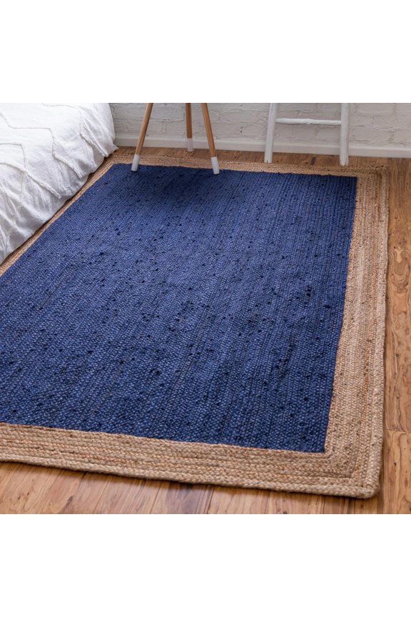 Braided Jute Collection Area Rug - Goa (2' x 3' 1" Rectangle Navy Blue/Tan)
