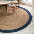 thumbnail image 1 of Unique Loom Braided Jute Collection Area Rug - Goa (3' 3" Round Natural/Navy Blue), 1 of 6