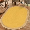 thumbnail image 1 of Unique Loom Braided Jute Collection Area Rug - Goa (5' 1" x 8' Oval Yellow/Natural), 1 of 6