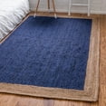 thumbnail image 1 of Unique Loom Braided Jute Collection Area Rug - Goa (5' 1" x 8' Rectangle Navy Blue/Tan), 1 of 7