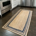 thumbnail image 1 of Unique Loom Braided Jute Collection Area Rug - Gujarat (2' 6" x 6' 1" Runner Natural and Navy Blue/Navy Blue), 1 of 7