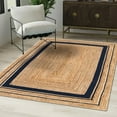 thumbnail image 1 of Unique Loom Braided Jute Collection Area Rug - Gujarat (2' x 3' 1" Rectangle Natural and Navy Blue/Navy Blue), 1 of 7