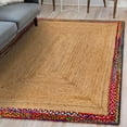 thumbnail image 1 of Unique Loom Braided Jute Collection Area Rug - Manipur (4' 1" x 6' 1" Rectangle Natural/Blue), 1 of 7