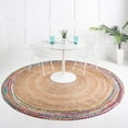 thumbnail image 1 of Unique Loom Braided Jute Collection Area Rug - Manipur (8' Round Natural/Blue), 1 of 6