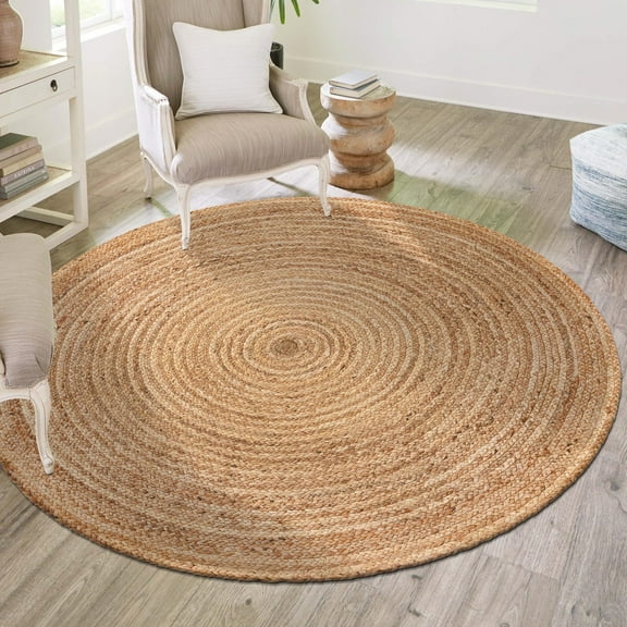 Unique Loom Braided Jute Luxe Collection Area Rug (3' 3" Round Natural)
