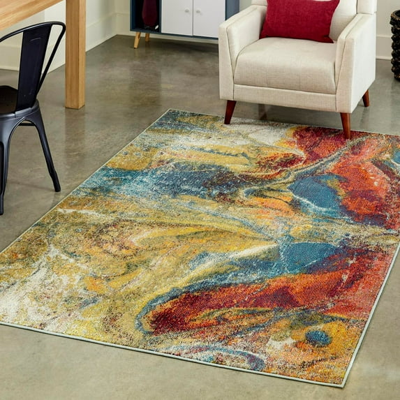 Unique Loom Haerfest Collection Area Rug - Breakfast Blend (7' 10" x 10' Rectangle Multi/Blue)