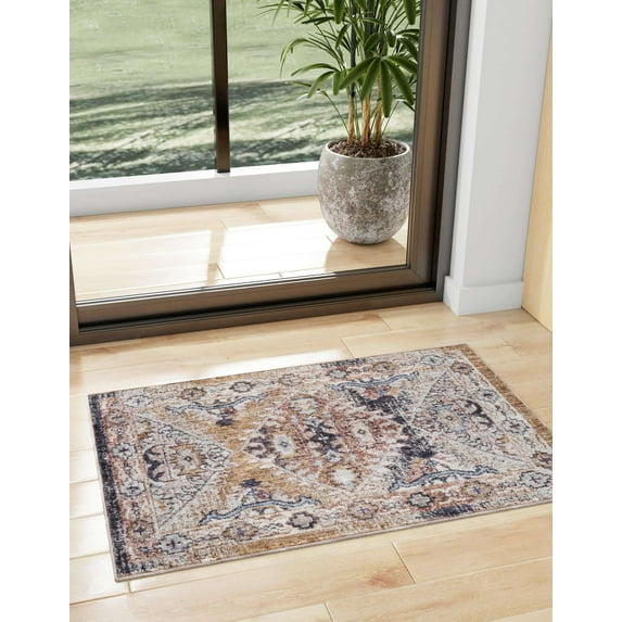 Unique Loom Breckenridge Eco Southwestern Rug Khaki Gray/Black 4' 1" x 6' 1" Rectangle Border Cabin / Lodge Perfect For Living Room Bed Room Dining Room Office