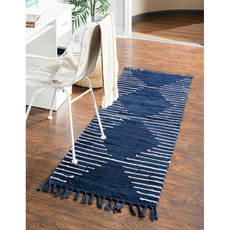 https://i5.walmartimages.com/seo/Unique-Loom-Briah-Chindi-Cotton-Rug-Navy-Blue-Ivory-2-7-x-10-Runner-Hand-Made-Tribal-Bohemian-Perfect-For-Bathroom-Hallway-Mud-Room-Laundry-Room_f0f2843b-d752-4fc2-8b7c-eddc277605e3.eafdf1042a60a5a7d36b3e76d6e8d136.jpeg?odnHeight=768&odnWidth=768&odnBg=FFFFFF