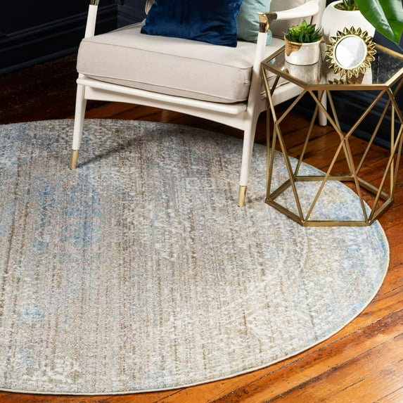 Unique Loom Brighton Collection Area Rug - Bushwick (3' 3" Round Green/Blue)