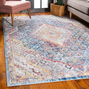 Unique Loom Brighton Collection Area Rug - Dumbo (2' 2" x 3' 1" Rectangle Blue/Beige)