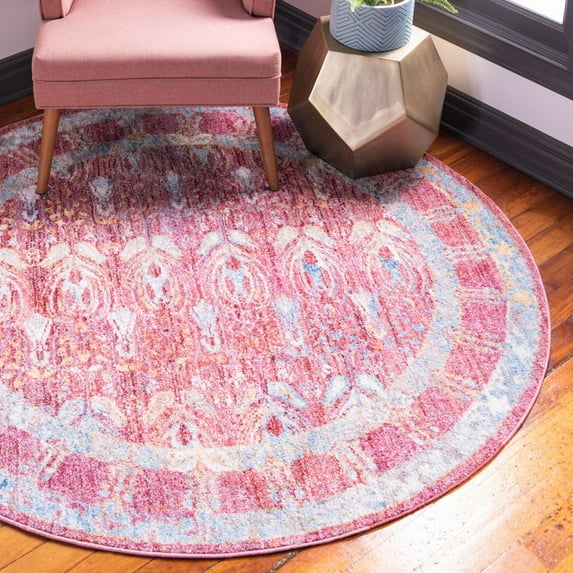 Unique Loom Brighton Collection Area Rug - Williamsburg (3' 3" Round Red/Beige)