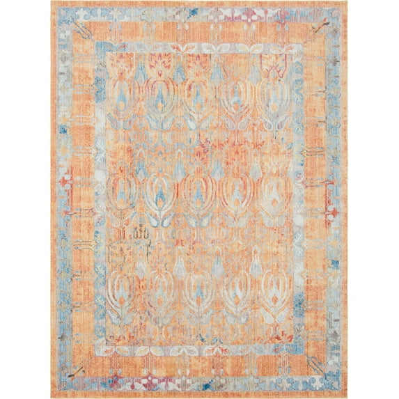 Unique Loom Brighton Color Bordered Transitional Area Rug, Off-White/Red/Yellow, 144" x 108"