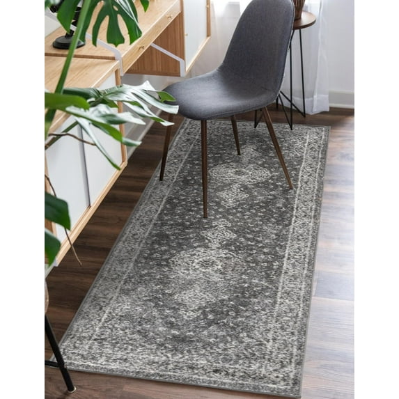 Unique Loom Bromley Collection Area Rug - Midnight (2' x 8' 8" Runner Dark Gray/Gray)