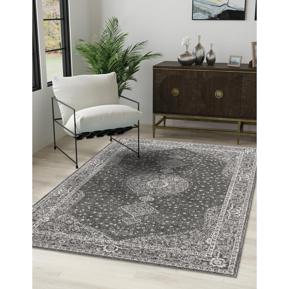 Unique Loom Bromley Collection Area Rug - Midnight (4' 1" x 6' 1" Rectangle Dark Gray/Gray)
