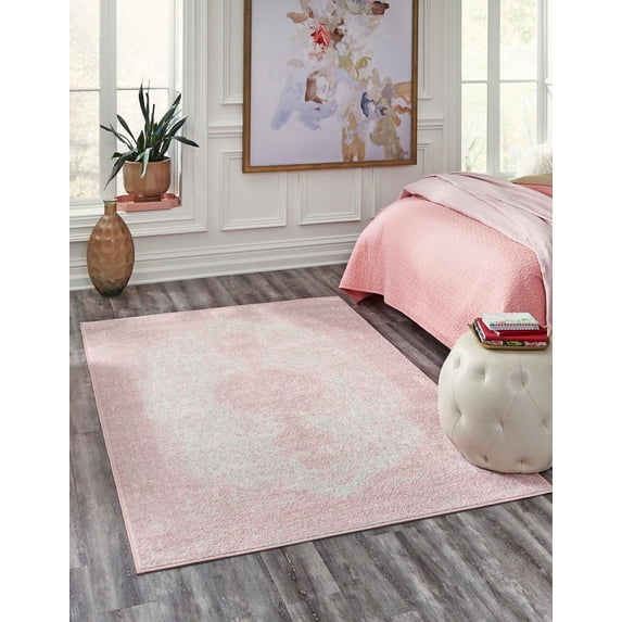 Unique Loom Bromley Collection Area Rug - Midnight (4' 1" x 6' 1" Rectangle Pink/Ivory)